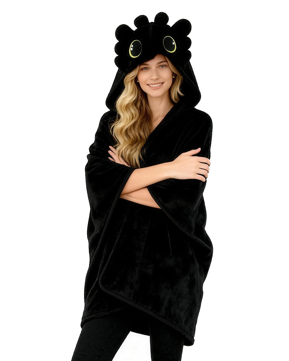 Cloak Cape Coat Hooded Black Dragon