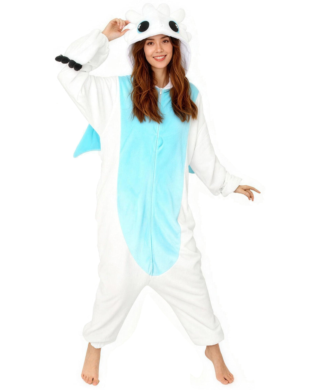Onesie Pajama White Dragon