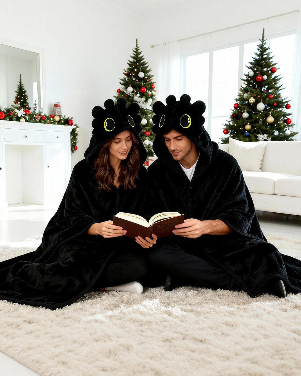 Cloak Cape Coat Hooded Black Dragon