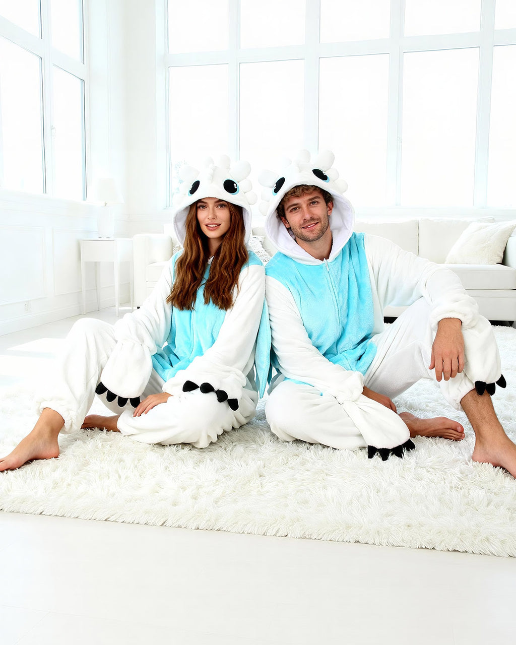 Onesie Pajama White Dragon