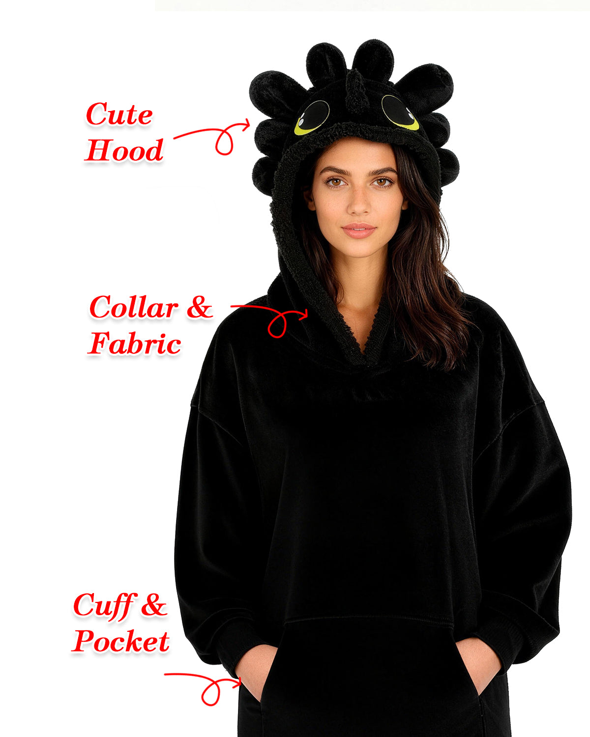 Wearable Blanket Hoodie Black Dragon