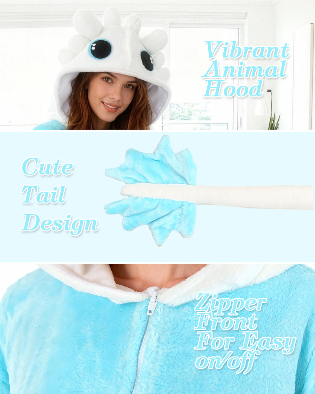 Onesie Pajama White Dragon