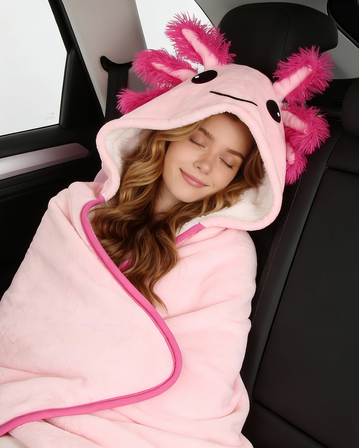 Cloak Cape Coat Hooded Pink Axolotl