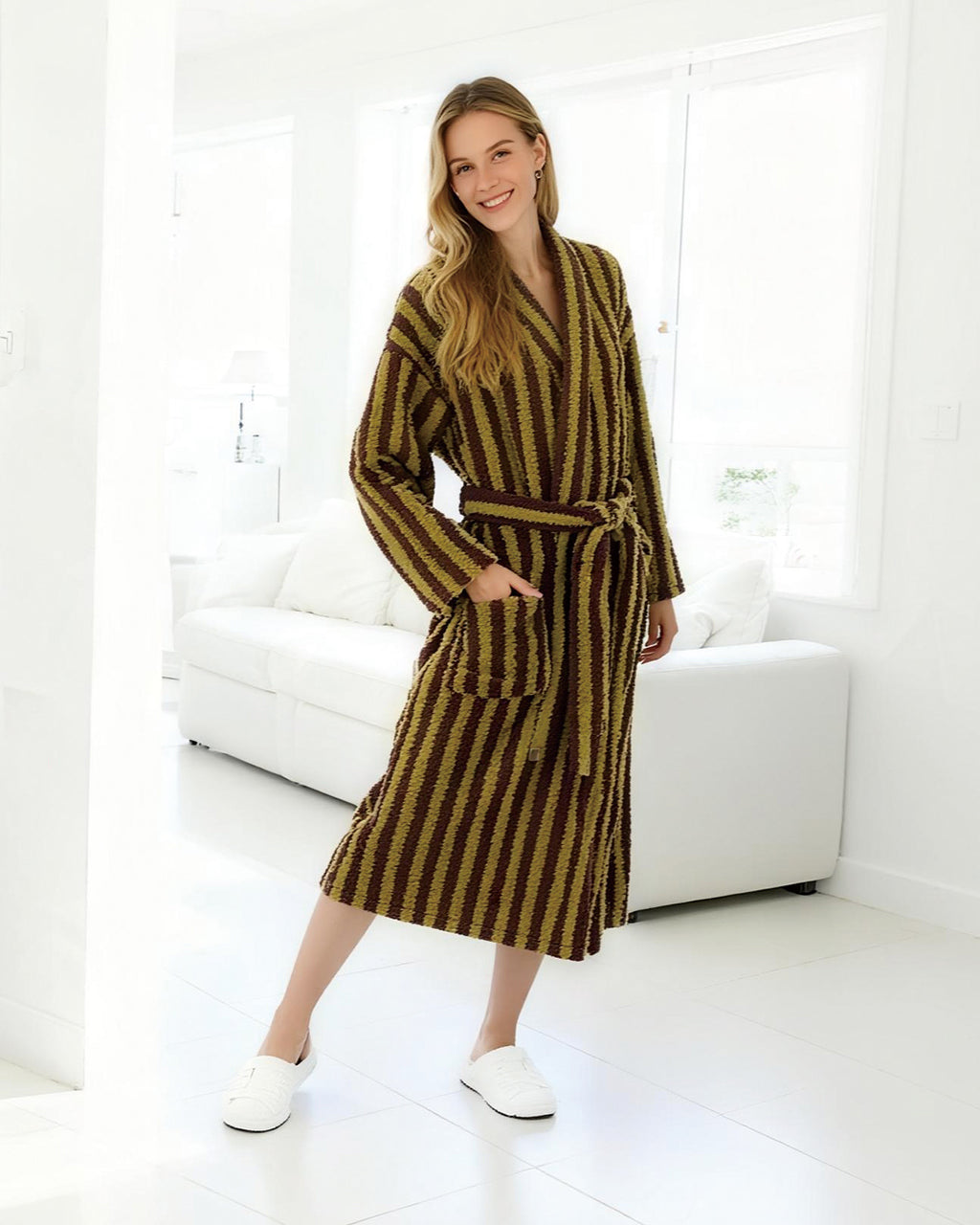 Plush Striped Robe