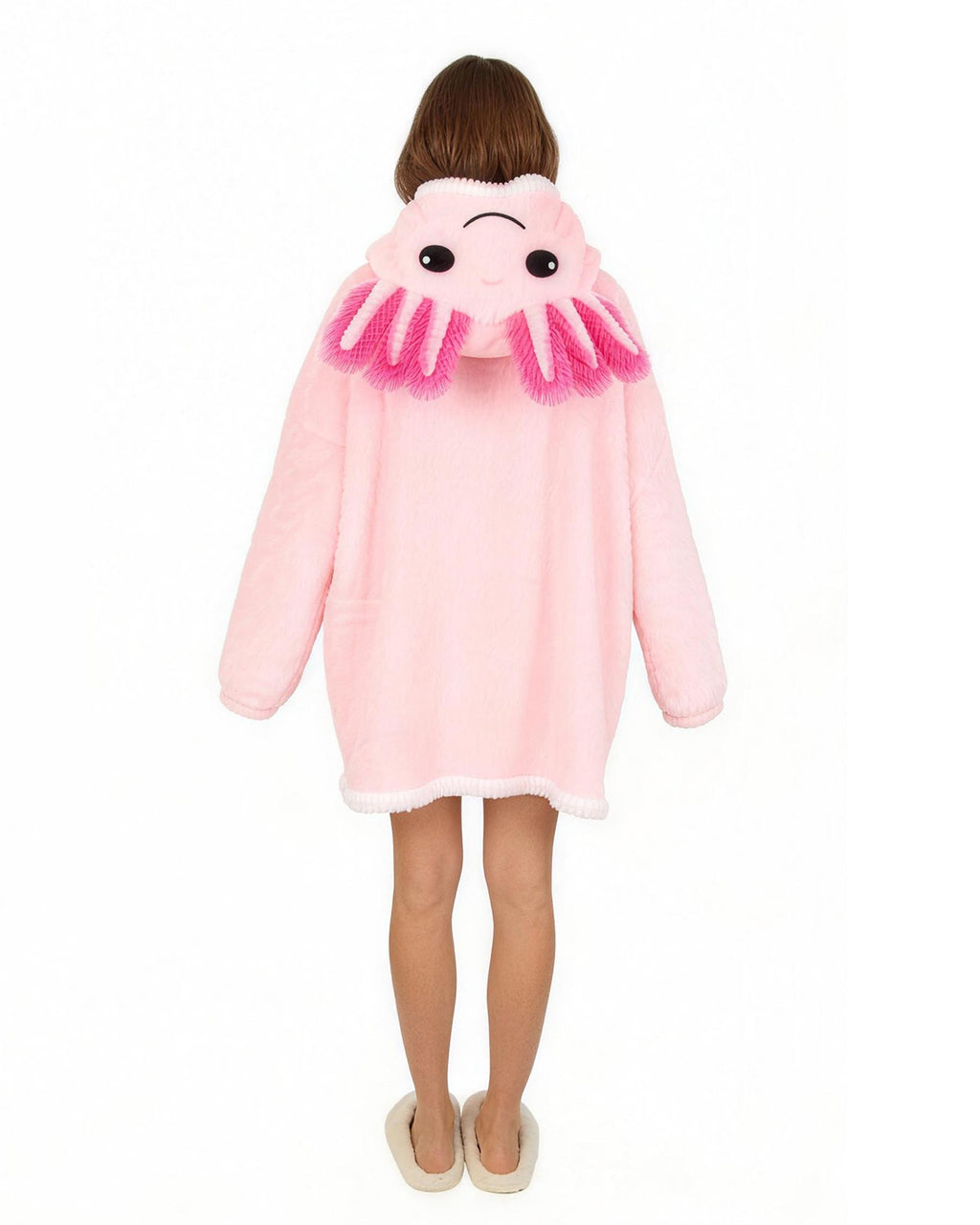 Wearable Blanket Hoodie Pink Axolotl